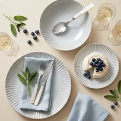 LUBIANA DAISY STONEWARE PERŁOWY | Serwis obiadowy 18 elementów dla 6 osób | kolor błękitny