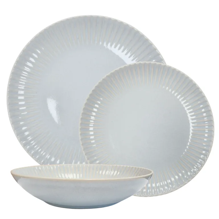 LUBIANA DAISY STONEWARE PERŁOWY | Serwis obiadowy 18 elementów dla 6 osób | kolor błękitny