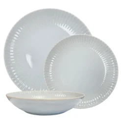LUBIANA DAISY STONEWARE PERŁOWY | Serwis obiadowy 36 elementów dla 12 osób | kolor błękitny