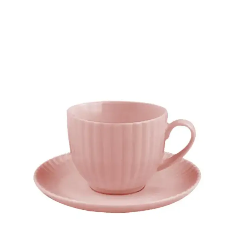 LUBIANA DAISY SUNSET K7 Komplet 18x filiżanka 200 ml + spodek 14,5 cm / różowy