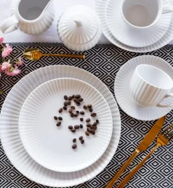 LUBIANA DAISY Talerz deserowy płytki 20,5 cm | biała porcelana | luz