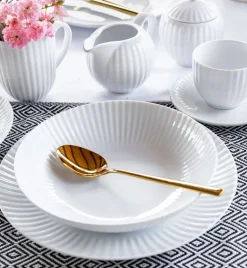 LUBIANA DAISY Talerz obiadowy głęboki 22 cm | biała porcelana | luz