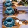 LUBIANA DAISY WATERFALL K6 Komplet 18 x filiżanka 200 ml + spodek 14,5 cm / turkusowy