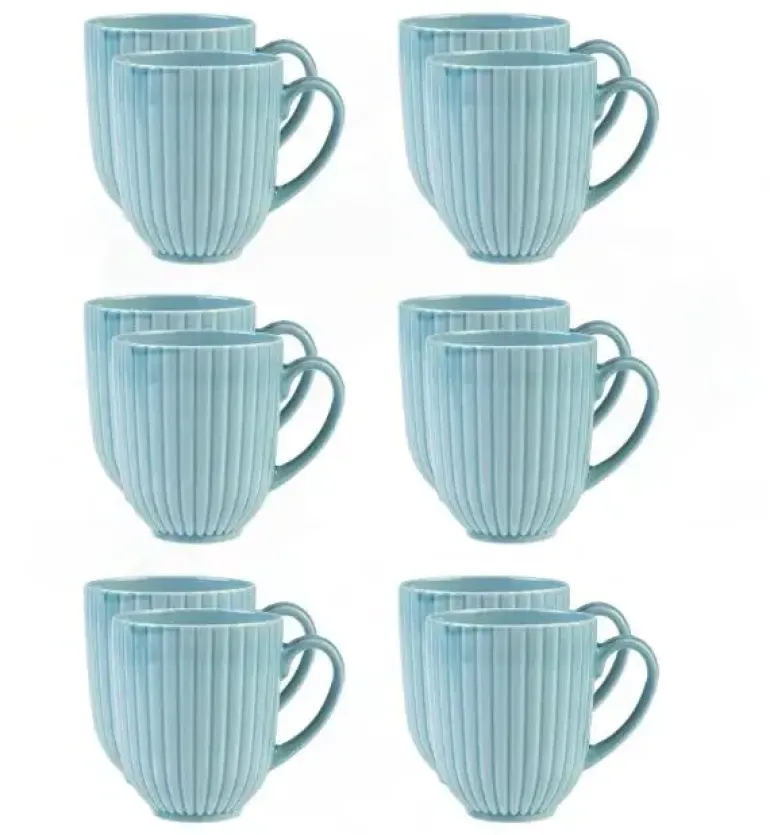 LUBIANA DAISY WATERFALL K6 Komplet 12 kubków 350 ml / turkusowy