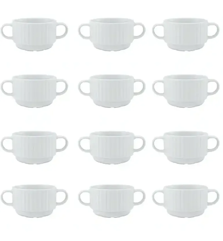 LUBIANA DAISY 12x Bulionówka 300 ml | 12 el dla 12 os | biała porcelana