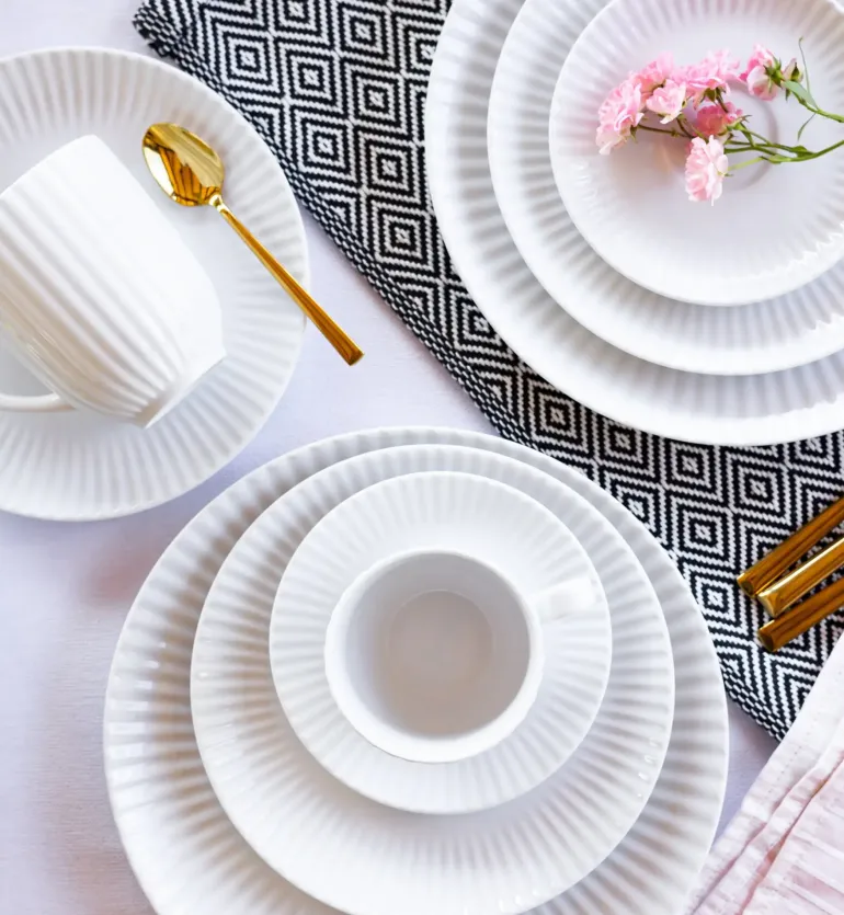 LUBIANA DAISY 6x Talerz obiadowy płytki 27 cm | 6 el dla 6 os | biała porcelana