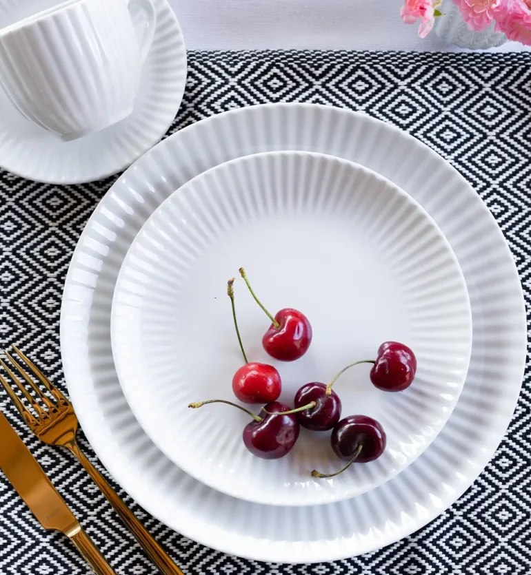 LUBIANA DAISY 6x Talerz obiadowy płytki 27 cm | 6 el dla 6 os | biała porcelana