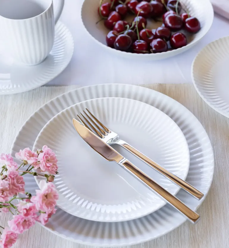 LUBIANA DAISY 18x Talerz obiadowy płytki 24 cm | 18 el dla 18 os | biała porcelana