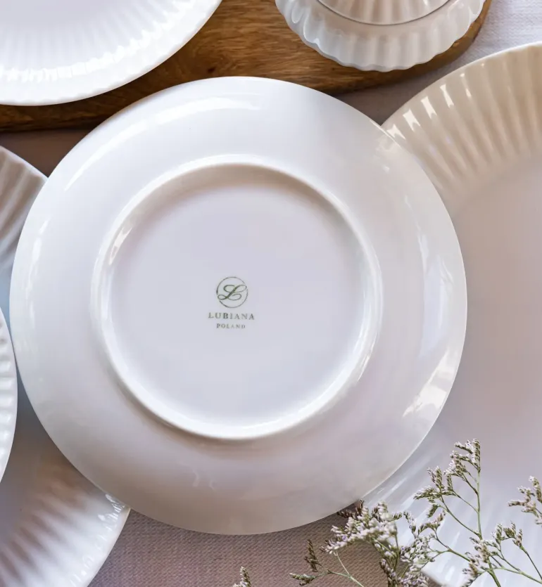 LUBIANA DAISY 6x Talerz obiadowy płytki 24 cm | 6 el dla 6 os | biała porcelana