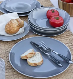 LUBIANA ETO MODERN K1 OPK Serwis obiadowy szary 36 el / 12 osób / porcelana ręcznie malowana