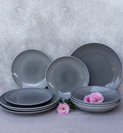 LUBIANA ETO MODERN K1 OPK Serwis obiadowy szary 36 el / 12 osób / porcelana ręcznie malowana