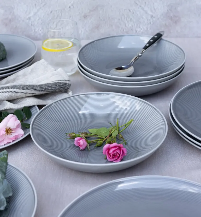 LUBIANA ETO MODERN K1 OPK Serwis obiadowy szary 36 el / 12 osób / porcelana ręcznie malowana