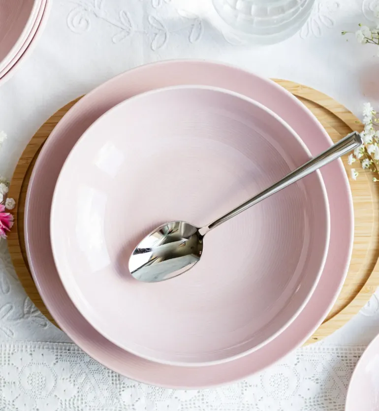 LUBIANA ETO MODERN K7 OPK Serwis obiadowy 36 el / 12 osób / różowy / porcelana ręcznie malowana