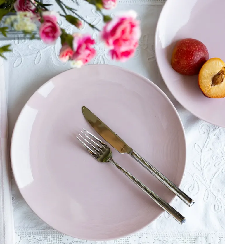 LUBIANA ETO MODERN K7 OPK Serwis obiadowy 36 el / 12 osób / różowy / porcelana ręcznie malowana