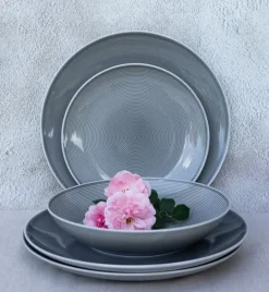 LUBIANA ETO MODERN K1 OPK Serwis obiadowy szary 72 el / 24 osób / porcelana ręcznie malowana