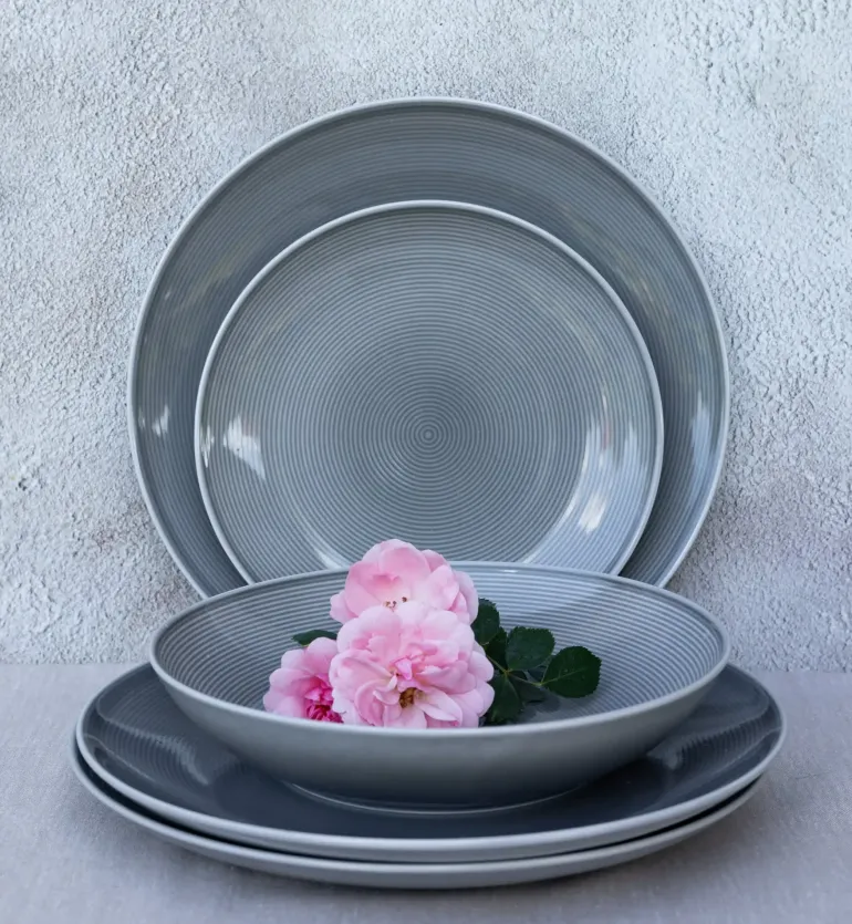 LUBIANA ETO MODERN K1 OPK Serwis obiadowy szary 18 el / 6 osób / porcelana ręcznie malowana