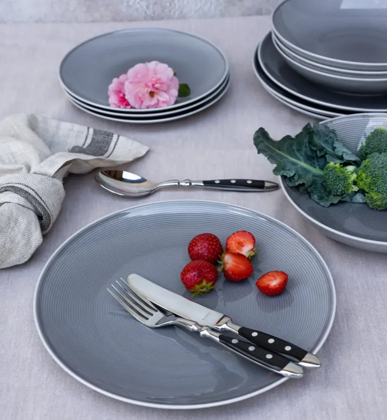 LUBIANA ETO MODERN K1 OPK Serwis obiadowy szary 18 el / 6 osób / porcelana ręcznie malowana