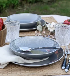LUBIANA ETO MODERN K1 OPK Serwis obiadowy szary 18 el / 6 osób / porcelana ręcznie malowana