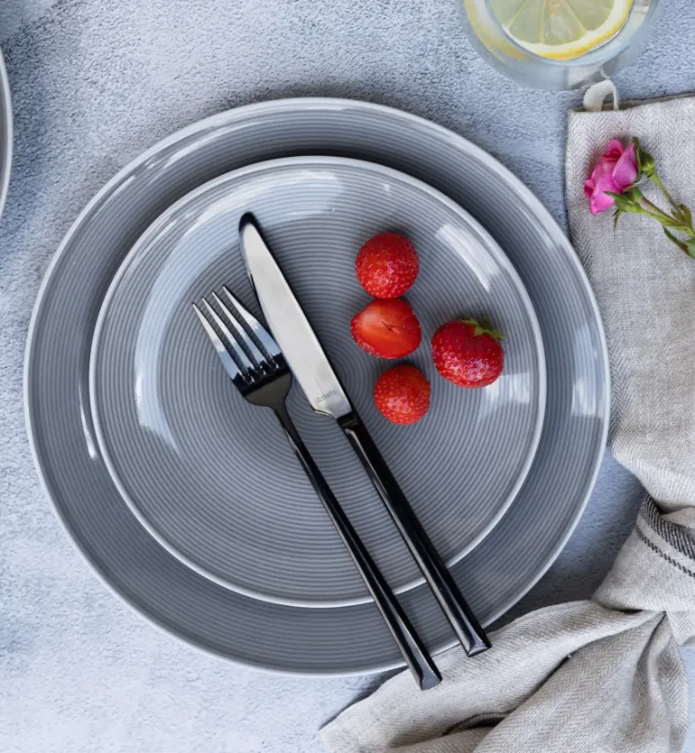 LUBIANA ETO MODERN K1 OPK Serwis obiadowy szary 18 el / 6 osób / porcelana ręcznie malowana