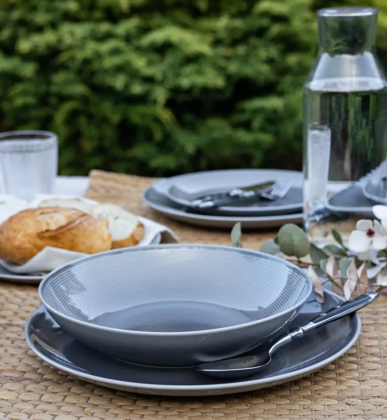 LUBIANA ETO MODERN K1 OPK Serwis obiadowy szary 18 el / 6 osób / porcelana ręcznie malowana