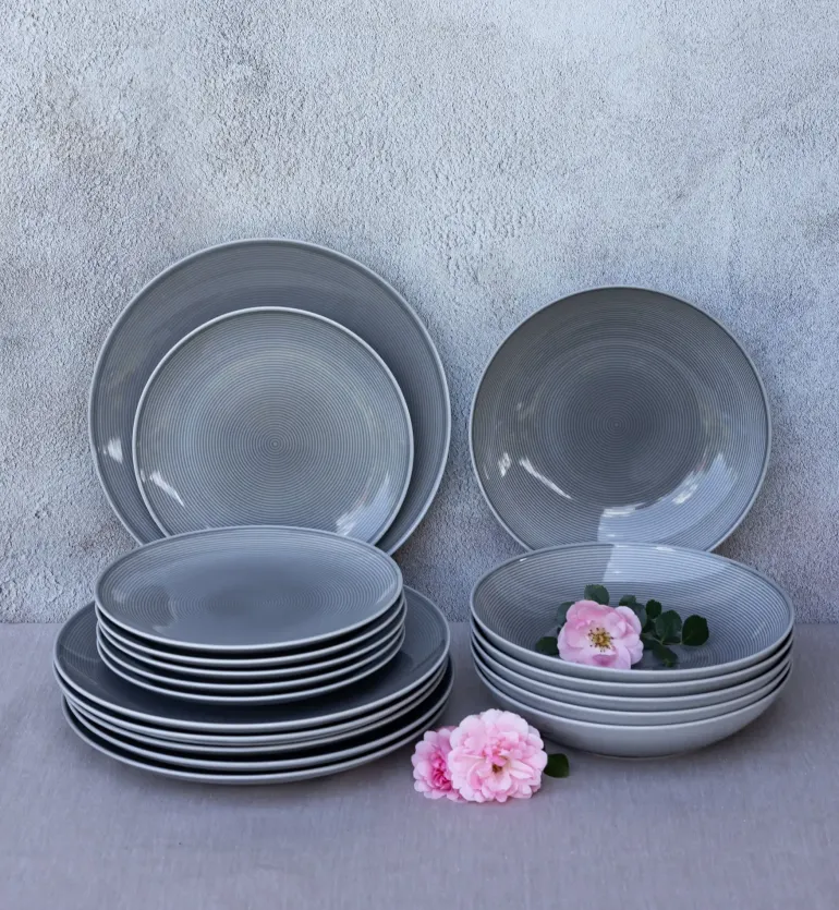 LUBIANA ETO MODERN K1 OPK Serwis obiadowy szary 18 el / 6 osób / porcelana ręcznie malowana