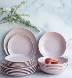 LUBIANA ETO MODERN K7 OPK Serwis obiadowy 18 el / 6 osób / różowy / porcelana ręcznie malowana