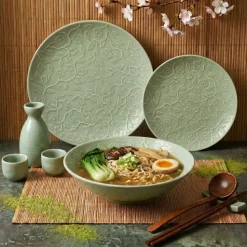 LUBIANA HANAMI KD LIMONKOWY Serwis obiadowy 36 el 12 os / zdobiona porcelana luz