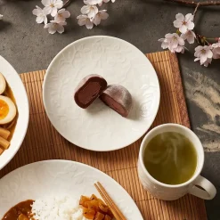 LUBIANA HANAMI KE KREMOWY Serwis obiadowy z kubkiem 24 el 6 os / zdobiona porcelana luz