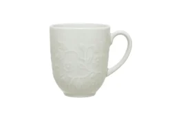 LUBIANA HANAMI KE KREMOWY Serwis obiadowy z kubkiem 48 el 12 os / zdobiona porcelana luz