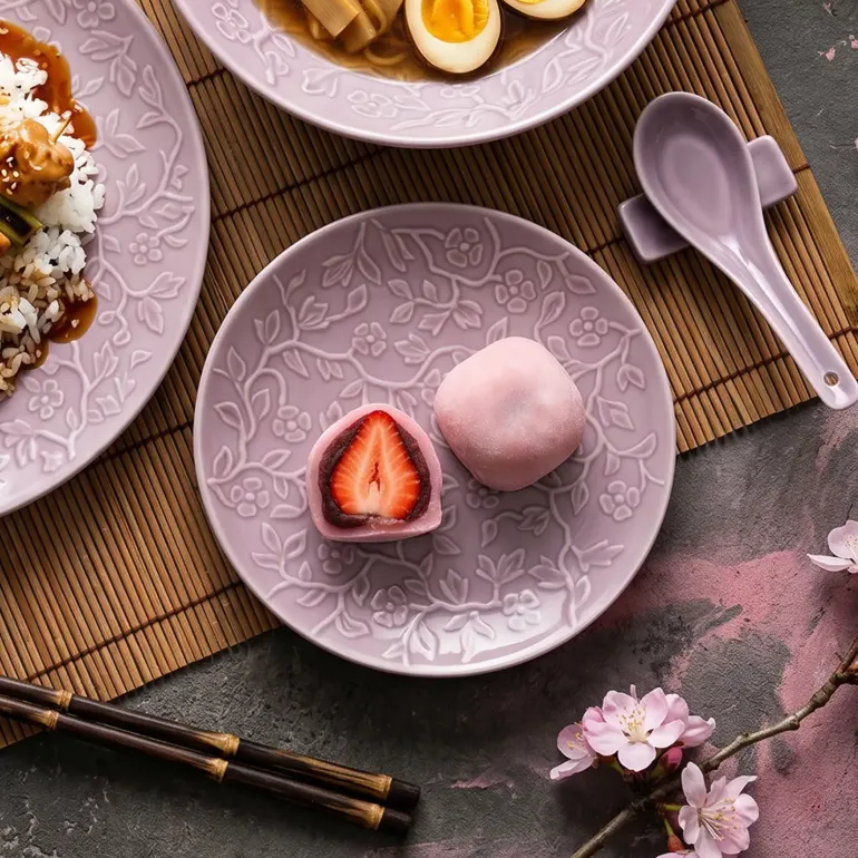 LUBIANA HANAMI KR LAWENDA Serwis obiadowy 36 el 12 os / zdobiona porcelana luz