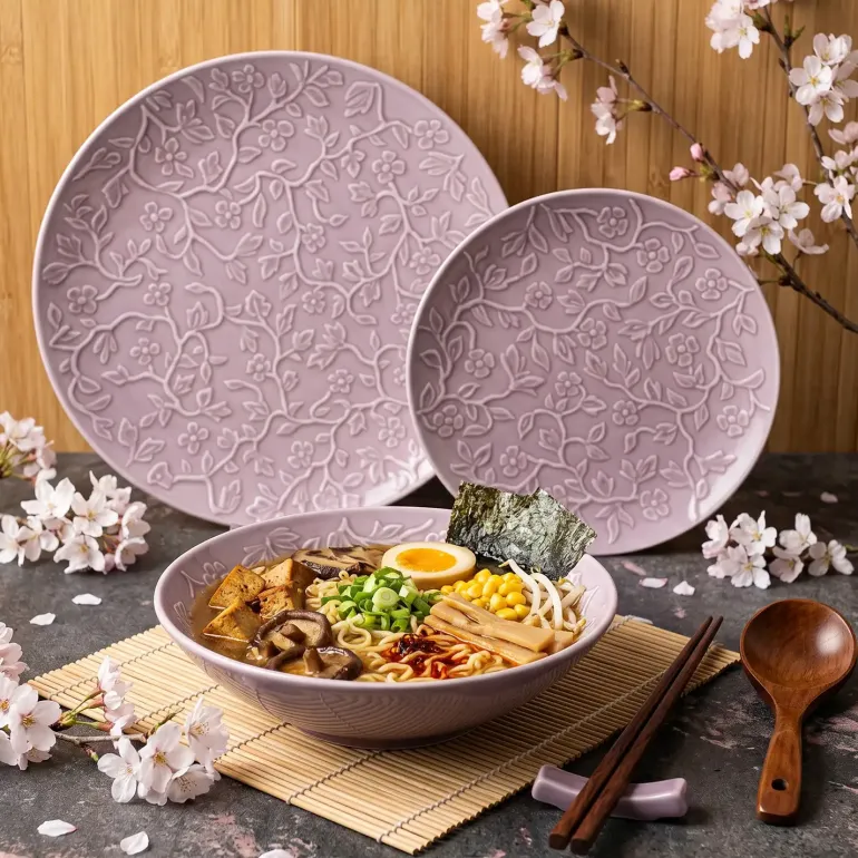 LUBIANA HANAMI KR LAWENDA Serwis obiadowy 36 el 12 os / zdobiona porcelana luz