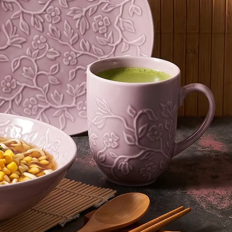 LUBIANA HANAMI KR LAWENDA Serwis obiadowy 60 el 12 os / zdobiona porcelana luz