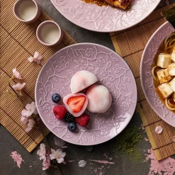 LUBIANA HANAMI KR LAWENDA Talerz deserowy 20,5 cm x 12 sztuk / zdobiona porcelana luz
