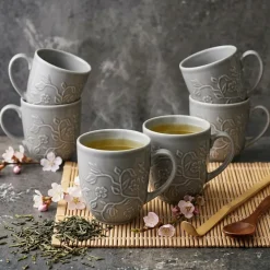 LUBIANA HANAMI K1 SZARY Kubek 350 ml x 6 sztuk / zdobiona porcelana luz