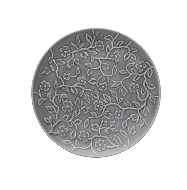 LUBIANA HANAMI K1 SZARY Talerz deserowy 20,5 cm x 6 sztuk / zdobiona porcelana luz