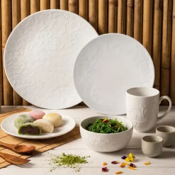 LUBIANA HANAMI Serwis obiadowy 90 el / 18 osób z kubkami i salaterkami | biała porcelana
