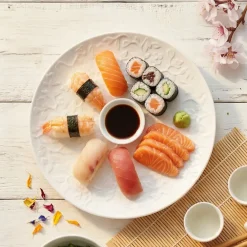 LUBIANA HANAMI Serwis obiadowy 90 el / 18 osób z kubkami i salaterkami | biała porcelana