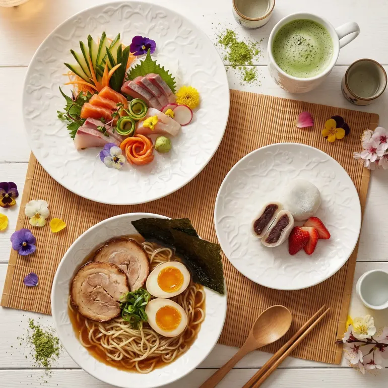 LUBIANA HANAMI Serwis obiadowy 72 el / 18 osób z kubkami | biała porcelana