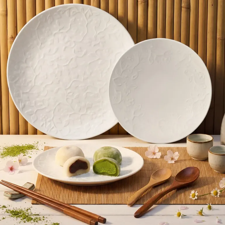 LUBIANA HANAMI Serwis obiadowy 18 el / 6 osób | biała porcelana