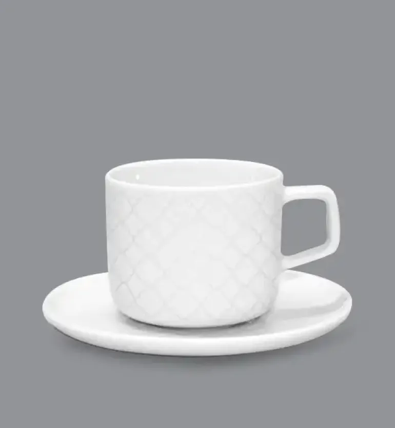 LUBIANA MARRAKESZ 12 x Filiżanka 250 ml + spodek 15 cm / 24 el / biały / porcelana