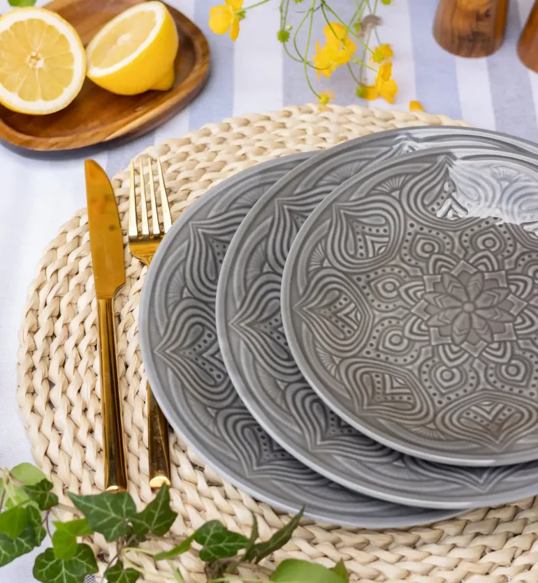 LUBIANA ORIENTAL | KM00 | SZARY | Serwis obiadowy 54 el dla 18 os | porcelana luz