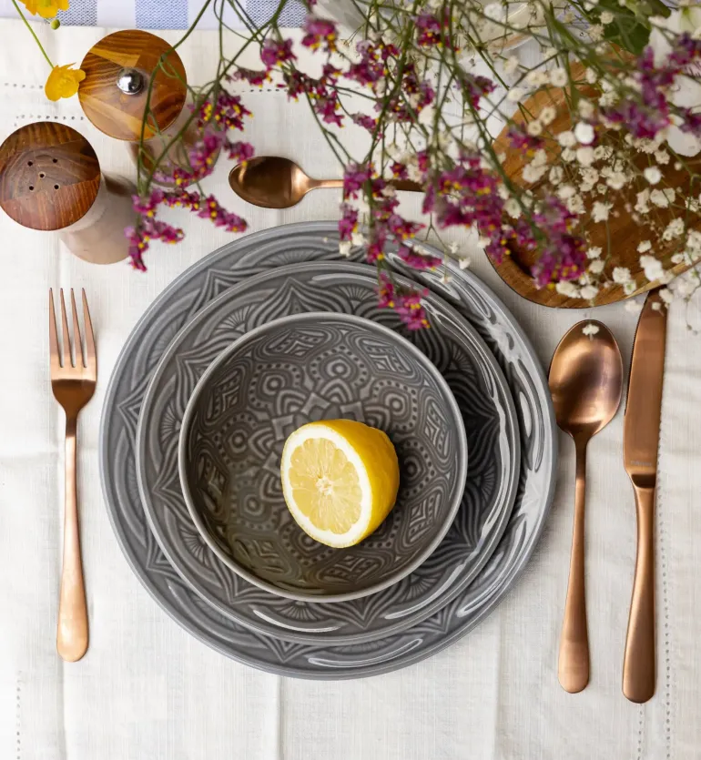 LUBIANA ORIENTAL | KM00 | SZARY | Serwis obiadowy 18 el dla 6 os | porcelana luz