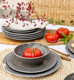 LUBIANA ORIENTAL | KM00 | SZARY | Serwis obiadowy 18 el dla 6 os | porcelana luz