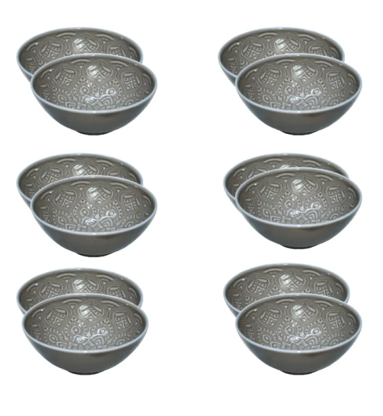LUBIANA ORIENTAL | KM00 | SZARY | 12x salaterka 15 cm | porcelana luz