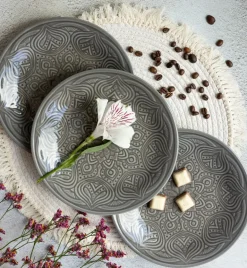 LUBIANA ORIENTAL | KM00 | SZARY | 6x talerz deserowy 21 cm | porcelana luz