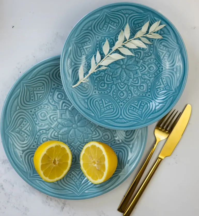 LUBIANA ORIENTAL | K6 NIEBIESKI | 6x Talerz deserowy 21 cm | porcelana luz
