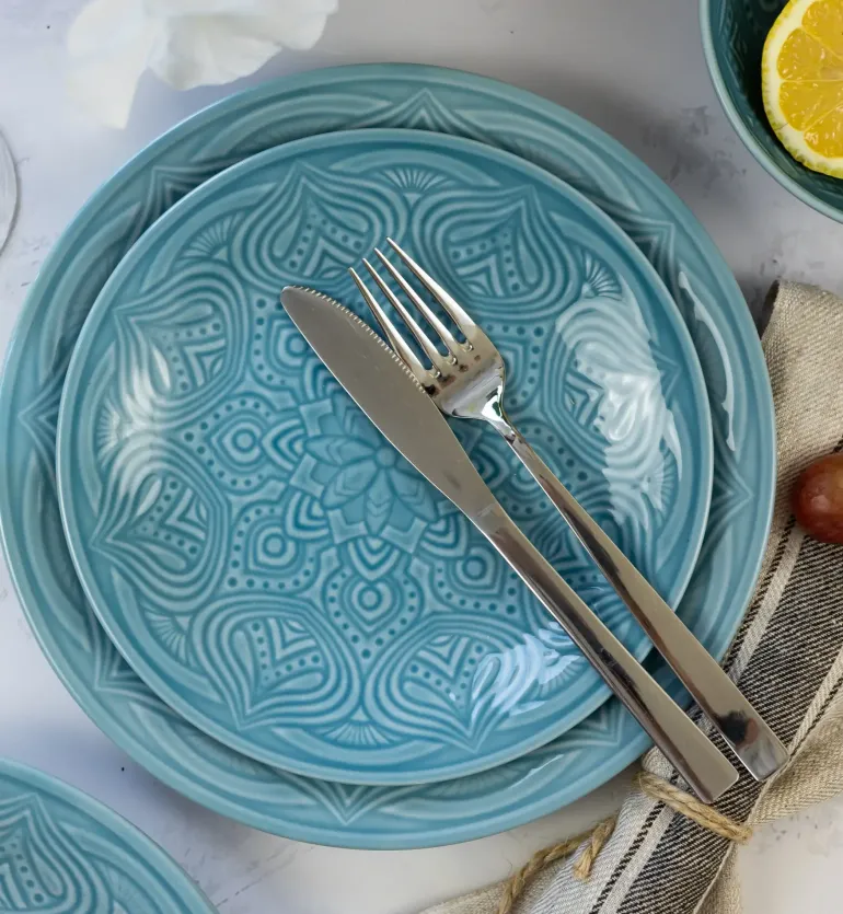 LUBIANA ORIENTAL | K6 NIEBIESKI | 6x Talerz deserowy 21 cm | porcelana luz