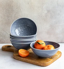 LUBIANA ORIENTAL | K9 SZARO - NIEBIESKI | 12x salaterka 15 cm | porcelana luz