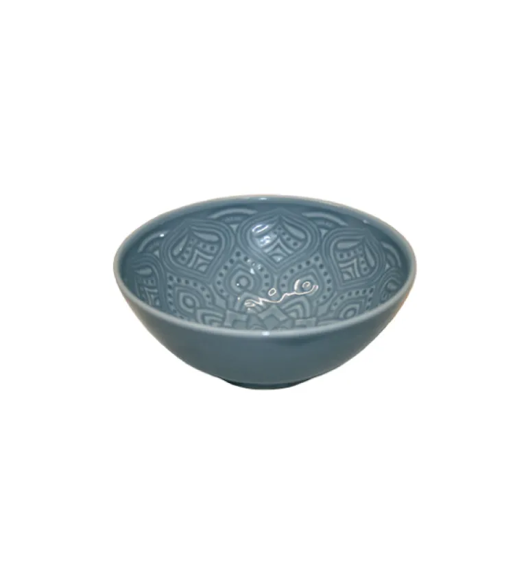 LUBIANA ORIENTAL | K9 SZARO - NIEBIESKI | 12x salaterka 15 cm | porcelana luz