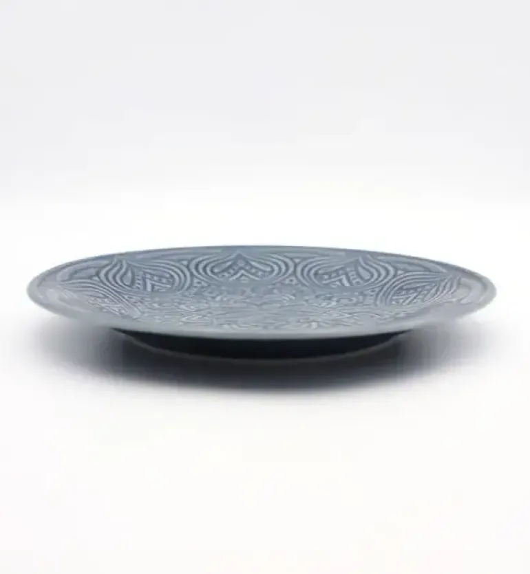 LUBIANA ORIENTAL | K9 SZARO - NIEBIESKI | 12 SZT. Talerz obiadowy 25 cm | porcelana luz